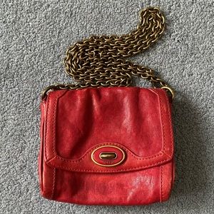 Patina Leather Crossbody Chainlink Purse